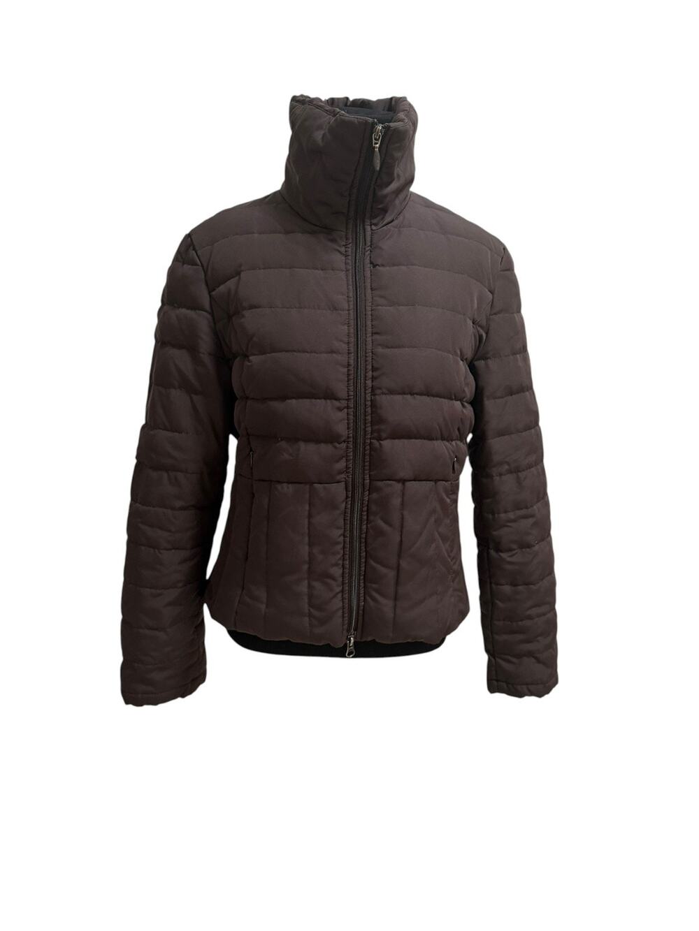 Kenneth Cole Reaction Puffer Jacket Womens Medium Brown Quilted Down/Feather Zip